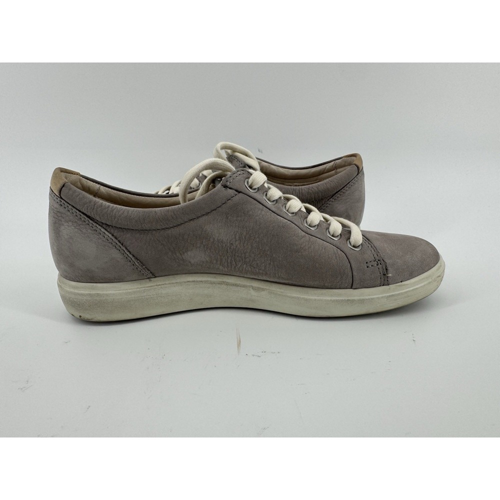 ECCO Soft 7 Women 39 8 Taupe Nubuck Leather Low Top Sneakers Lace Up Shoes - Picture 3 of 10